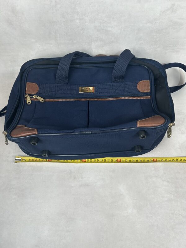 LYS Paris sac trolley cabine bleu marine cuir marron vintage