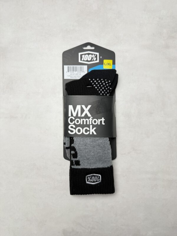 100% TORQUE Chaussettes MX Comfort Youth Moto Noir/Gris
