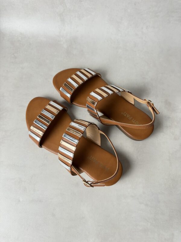 Sandales Poti Pati camel métallisé or argent BK047 Taille 39