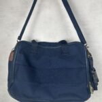 LYS Paris sac trolley cabine bleu marine cuir marron vintage