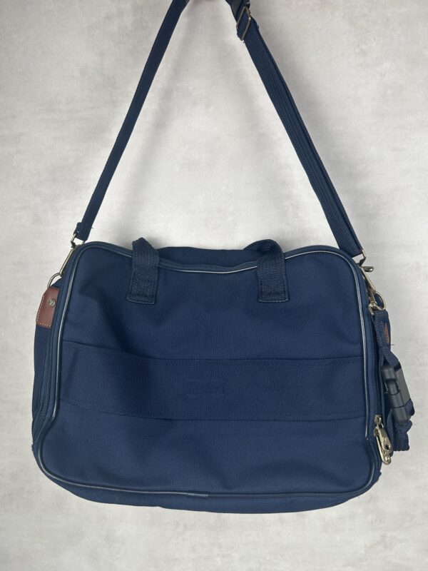 LYS Paris sac trolley cabine bleu marine cuir marron vintage
