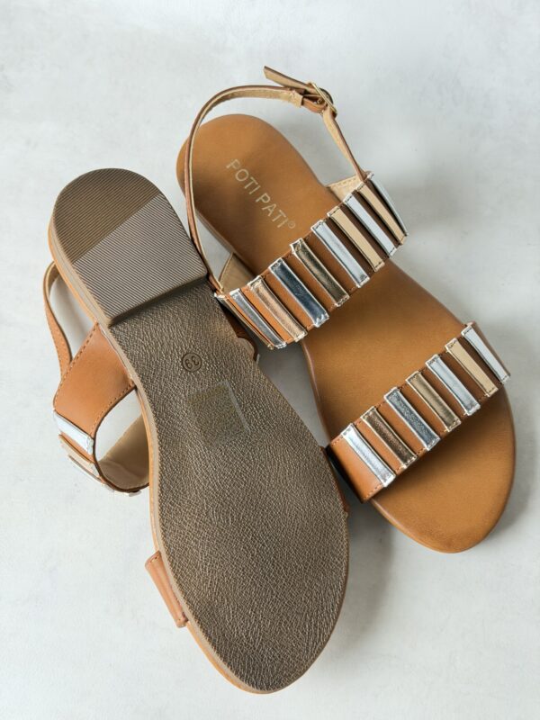 Sandales Poti Pati camel métallisé or argent BK047 Taille 39