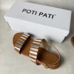 Sandales Poti Pati camel métallisé or argent BK047 Taille 39