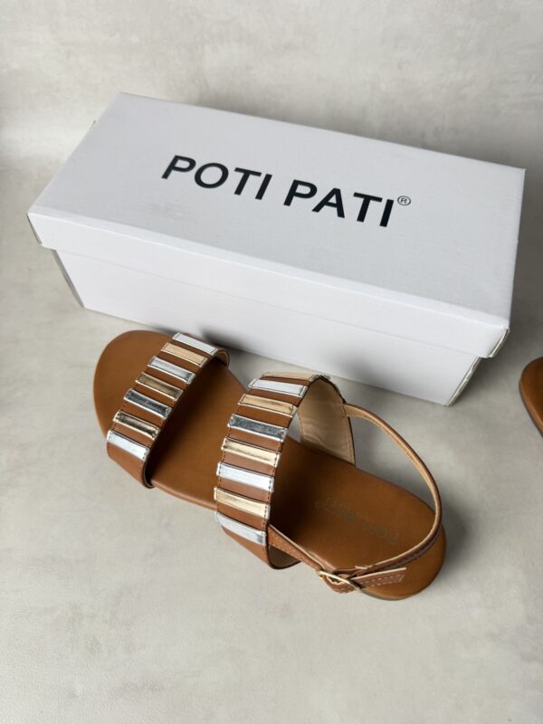 Sandales Poti Pati camel métallisé or argent BK047 Taille 39