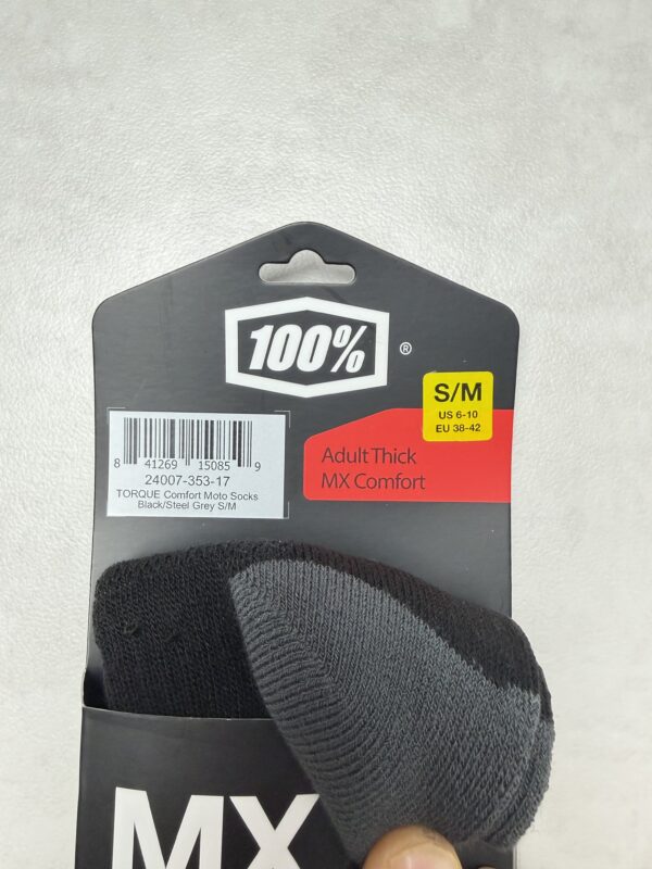 100% TORQUE Chaussettes MX Comfort Moto Noir/Gris