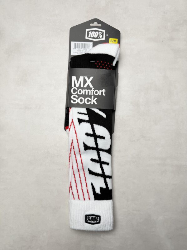 100% TORQUE MX Comfort Sock Chaussettes Moto S/M Noir Blanc