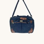 LYS Paris sac trolley cabine bleu marine cuir marron vintage
