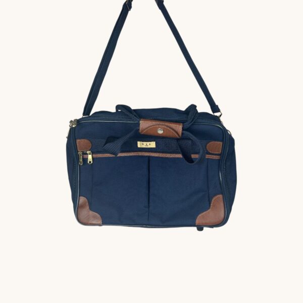 LYS Paris sac trolley cabine bleu marine cuir marron vintage