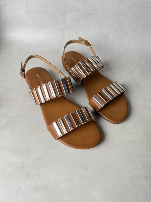 Sandales Poti Pati camel métallisé or argent BK047 Taille 39