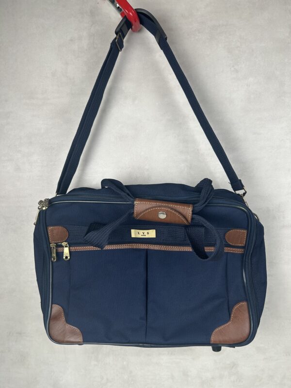 LYS Paris sac trolley cabine bleu marine cuir marron vintage