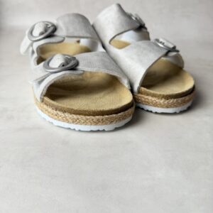 Sandales Natural Walk espadrilles semelle jute gris argenté T38