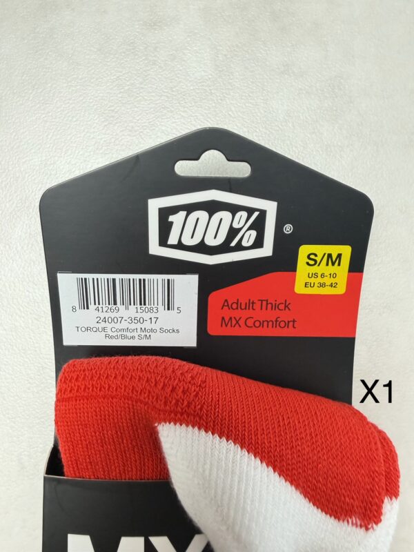 100% TORQUE MX Comfort Sock Rouge/Bleu S/M - Neuf