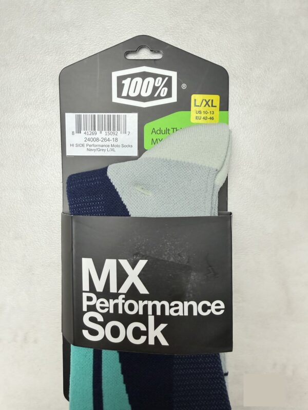 100% MX Performance Sock Hi Side Moto Navy/Grey L/XL