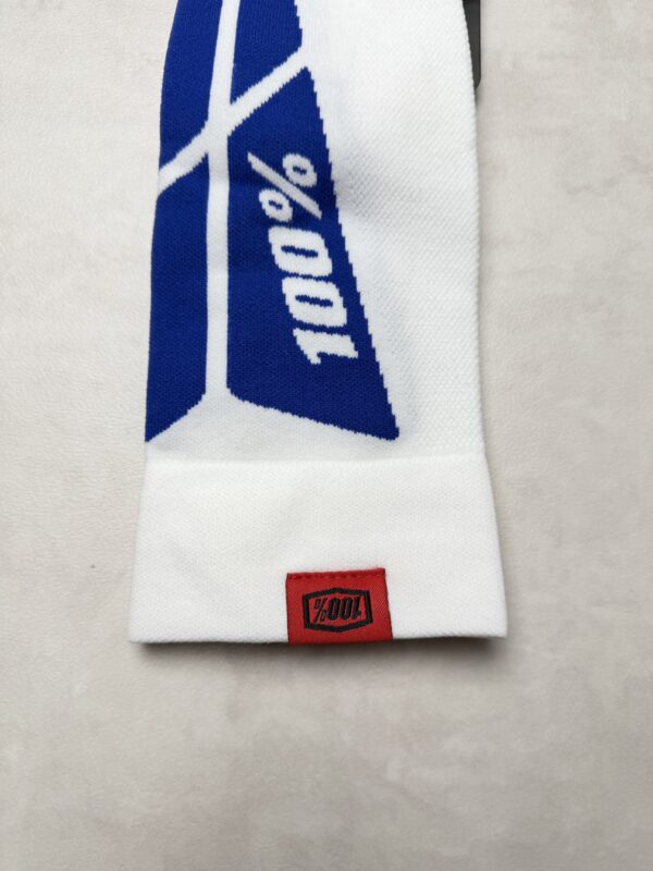 100% MX Performance Sock Hi-Side Blanc/Bleu:Rouge Moto