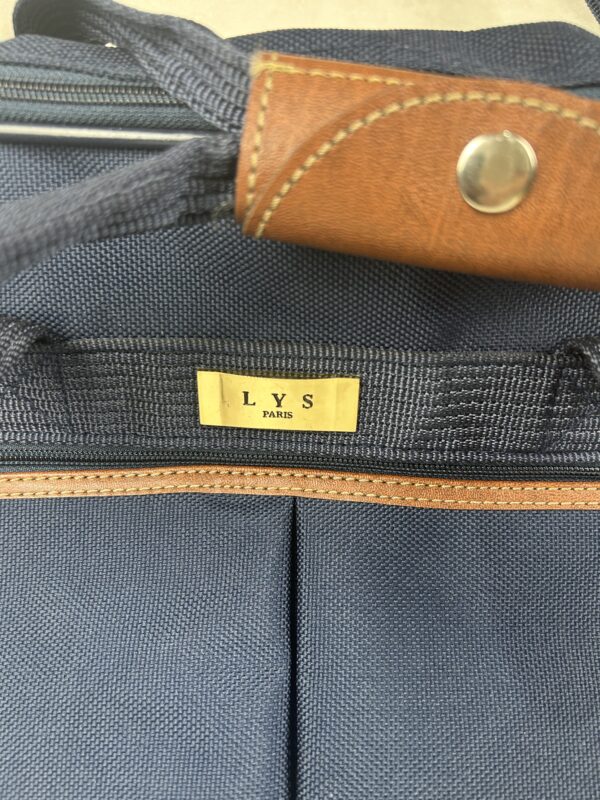 LYS Paris sac trolley cabine bleu marine cuir marron vintage