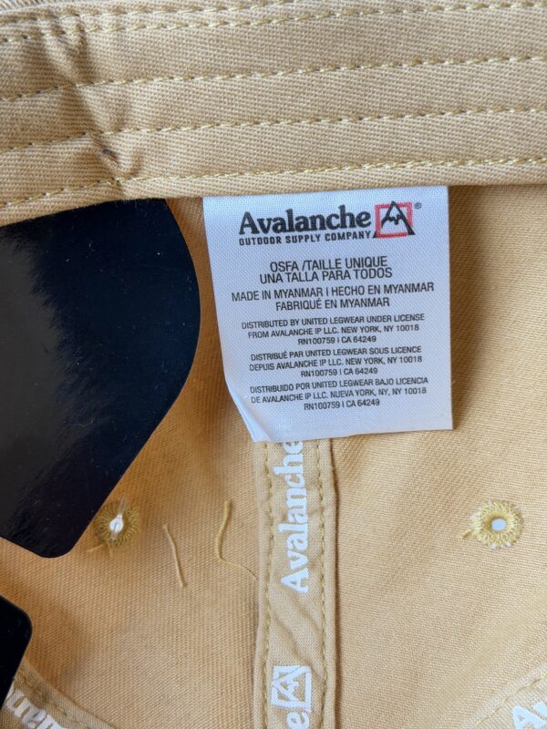 Avalanche casquette baseball coton jaune réglable OSFA