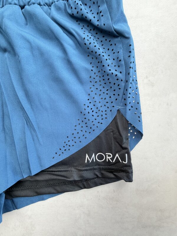 MORAJ Short running 2-en-1 turquoise/noir perforé taille S
