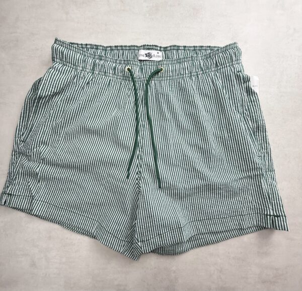 Stone Rose short seersucker coton rayé vert blanc taille M