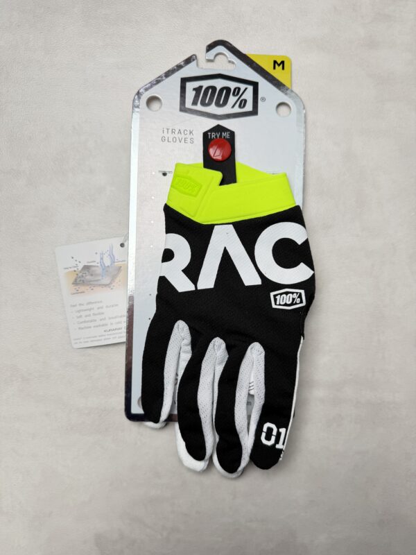 100% iTrack Racr Gloves Noir/Jaune Taille M - Gants Moto