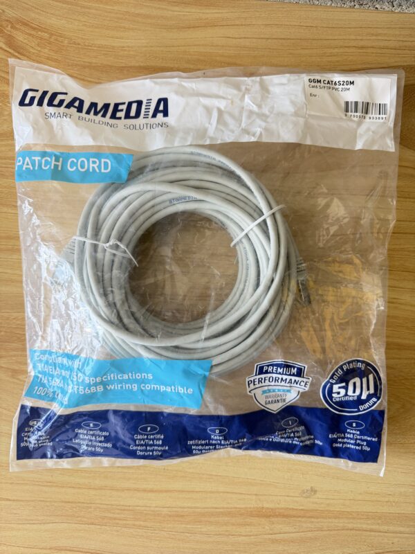 Gigamedia Patch Cord Cat6 S/FTP PVC gris 20m