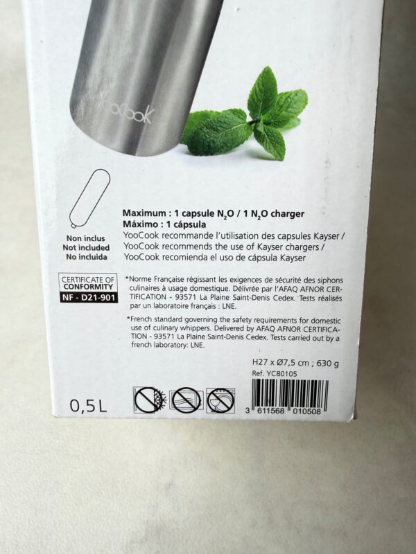 YooCook siphon chantilly Creamy aluminium 0,5 L