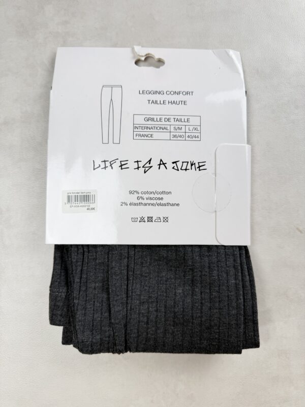 Legging Eleven Paris Collection Coton Taille Haute Gris S/M