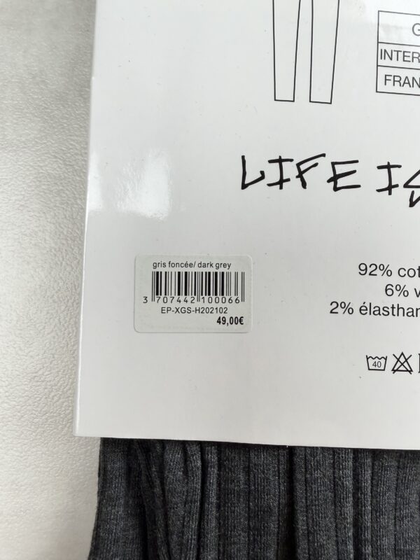 Legging Eleven Paris Collection Coton Taille Haute Gris S/M