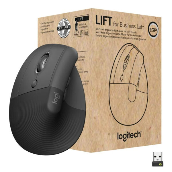 Souris verticale ergonomique sans fil pour gaucher Logitech Lift for Business Left noir — vue 2