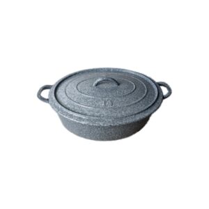 Cocotte ovale avec couvercle gris moucheté