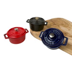 Lot de 3 mini cocottes avec couvercles Staub multicolore taille 10 cm
