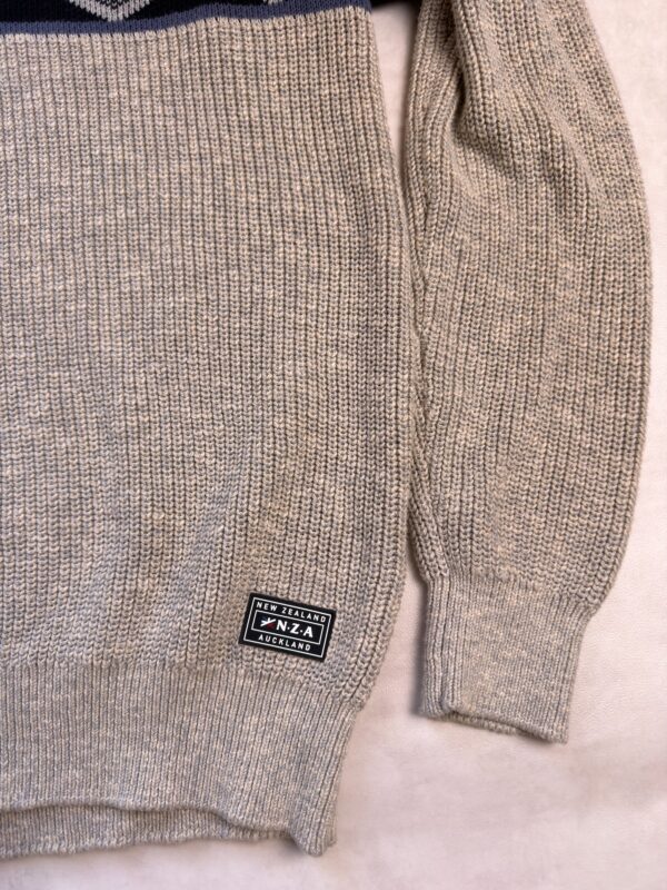 Pull col camionneur NZA New Zealand Auckland Andrew homme beige sable taille L — vue 3