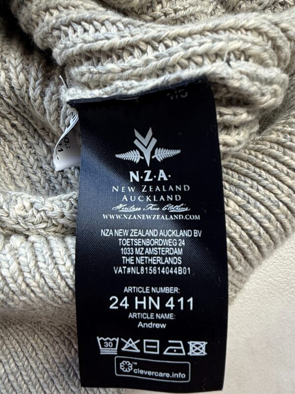 Pull col camionneur NZA New Zealand Auckland Andrew homme beige sable taille L — vue 8