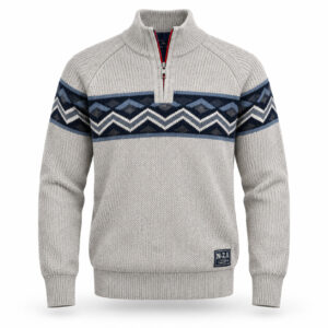 Pull col camionneur NZA New Zealand Auckland Andrew homme beige sable taille L