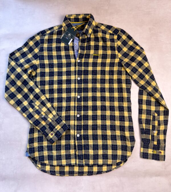 Chemise à manches longues NZA New Zealand Auckland Whakarewarewa homme bleu marine jaune taille S — vue 2