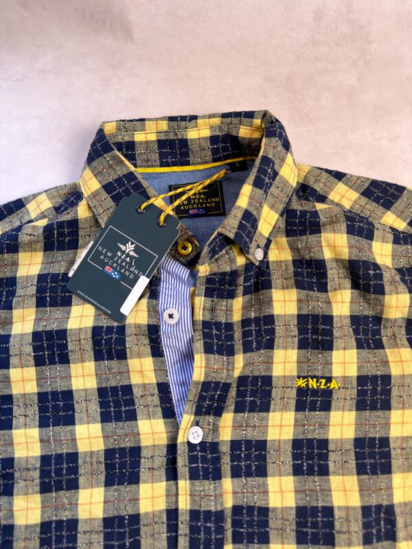 Chemise à manches longues NZA New Zealand Auckland Whakarewarewa homme bleu marine jaune taille S — vue 4
