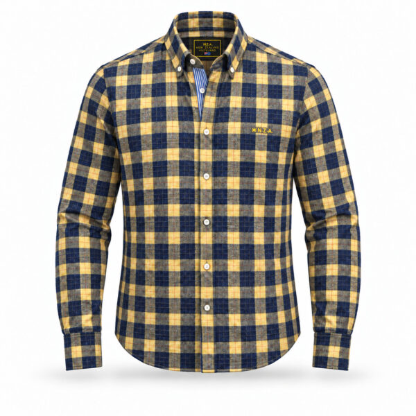 Chemise à manches longues NZA New Zealand Auckland Whakarewarewa homme bleu marine jaune taille S