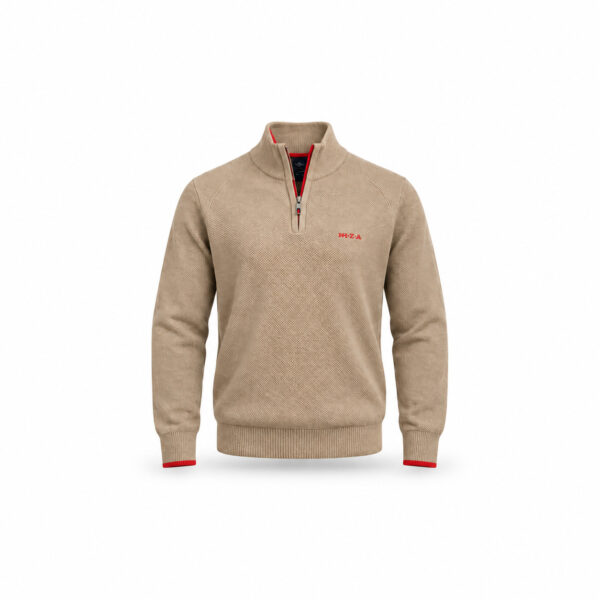 Pull camionneur à demi-zip NZA New Zealand Auckland Ralph homme beige sable taille L