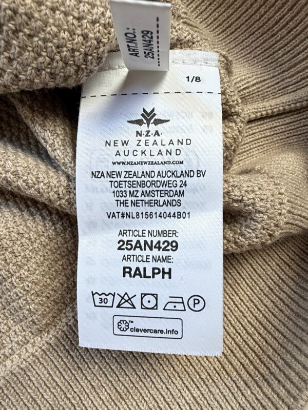 Pull camionneur à demi-zip NZA New Zealand Auckland Ralph homme beige sable taille L — vue 8
