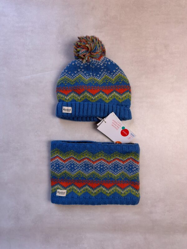 Ensemble bonnet et tour de cou enfant Boboli bleu taille M50 (tour de tête 50 cm) — vue 3