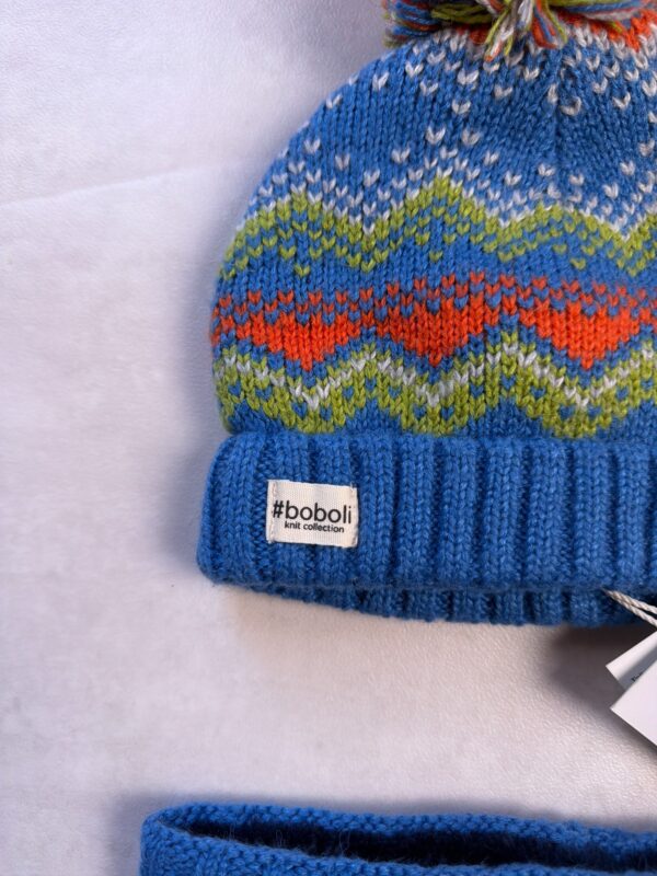 Ensemble bonnet et tour de cou enfant Boboli bleu taille M50 (tour de tête 50 cm) — vue 4