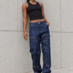 Pantalon de travail en jean Carhartt WIP femme bleu indigo taille 38 — vue 3