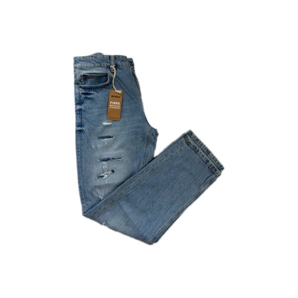 Jean droit déchiré Bizzbee femme bleu délavé taille T38