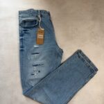 Jean droit déchiré Bizzbee femme bleu délavé taille T38 — vue 2