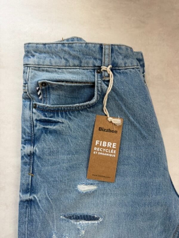 Jean droit déchiré Bizzbee femme bleu délavé taille T38 — vue 3