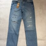 Jean droit déchiré Bizzbee femme bleu délavé taille T38 — vue 7