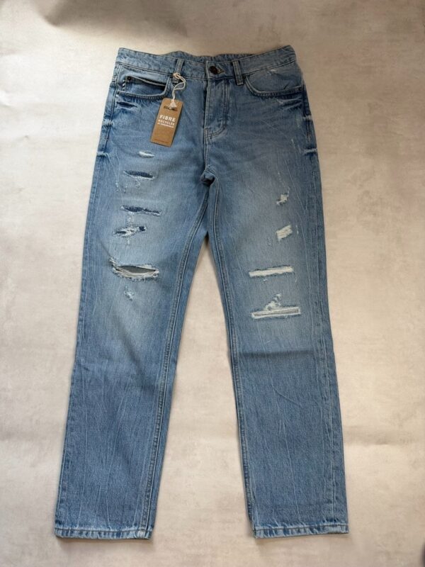 Jean droit déchiré Bizzbee femme bleu délavé taille T38 — vue 7