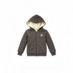 Sweat à capuche zippé doublé Bonpoint unisexe gris anthracite chiné taille 12 ans