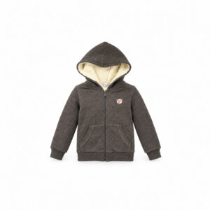 Sweat à capuche zippé doublé Bonpoint unisexe gris anthracite chiné taille 12 ans