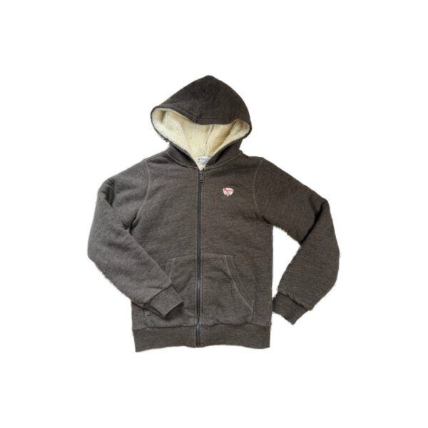 Sweat à capuche zippé doublé Bonpoint unisexe gris anthracite chiné taille 12 ans — vue 2