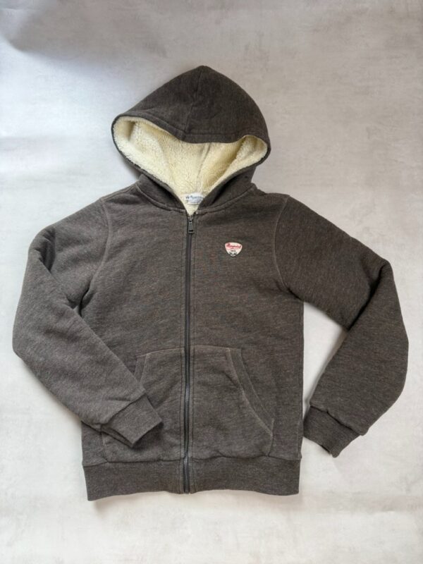 Sweat à capuche zippé doublé Bonpoint unisexe gris anthracite chiné taille 12 ans — vue 3